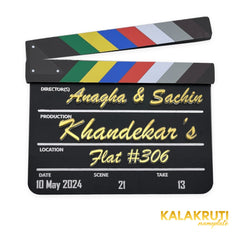 Anagha & Sachin Khandekar’s Flat #306 clapperboard LED nameplate — Front LED off