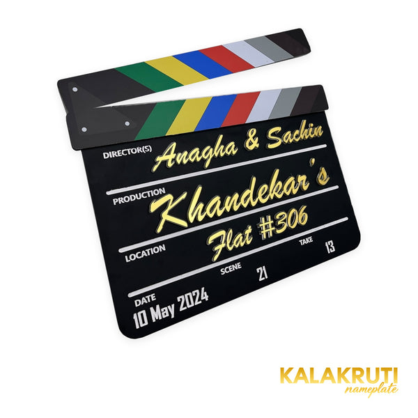 Anagha & Sachin Khandekar’s Flat #306 clapperboard LED nameplate — Left angle LED off