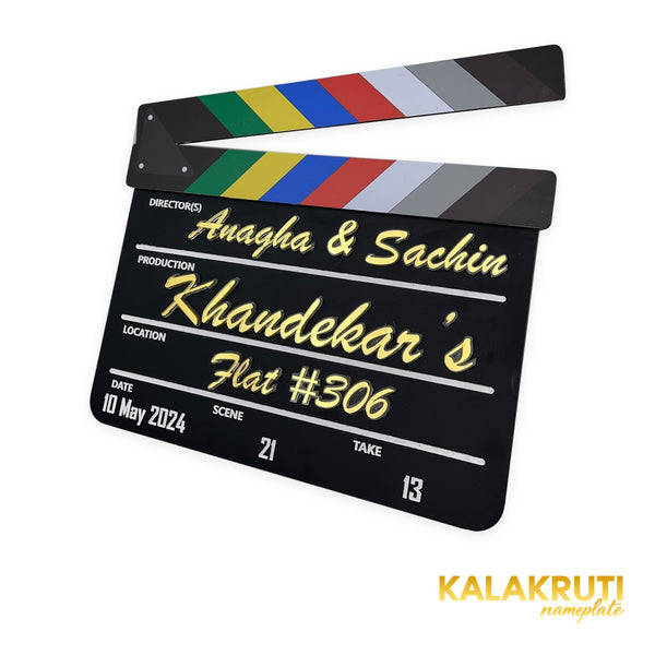Anagha & Sachin Khandekar’s Flat #306 clapperboard LED nameplate — Right angle LED off