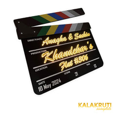 Anagha & Sachin Khandekar’s Flat #306 clapperboard LED nameplate — Left angle LED on