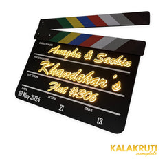 Anagha & Sachin Khandekar’s Flat #306 clapperboard LED nameplate — Right angle LED on