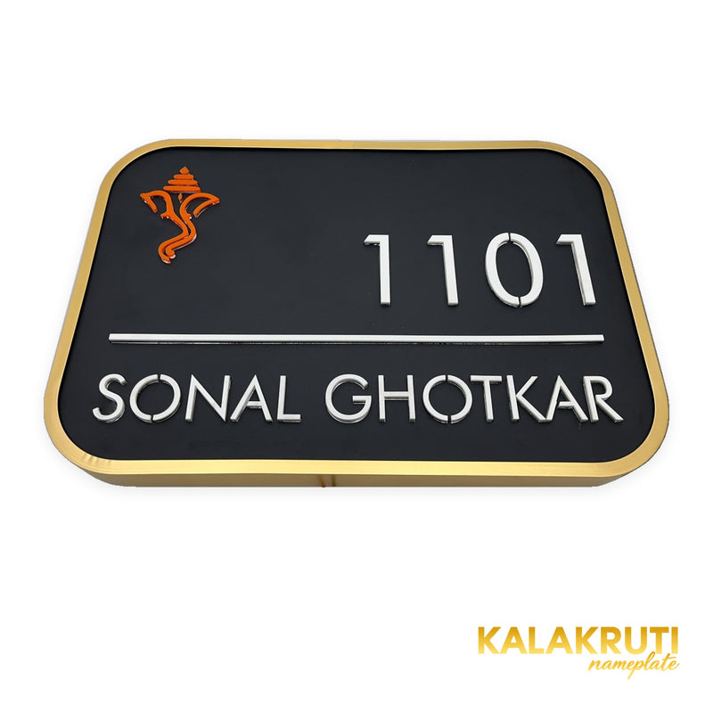 SONAL GHOTKAR 1101 LED nameplate — Low angle LED off