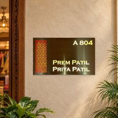 Prem Patil & Priya Patil A 804 copper-brown LED nameplate — Installed warm LED on