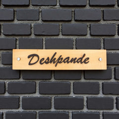 Deshpande light wooden nameplate, hero
