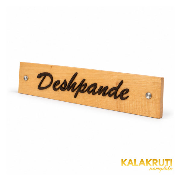 Deshpande light wooden nameplate, right angle