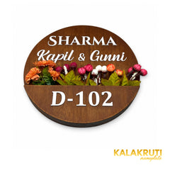 Sharma round wooden planter nameplate, extra depth