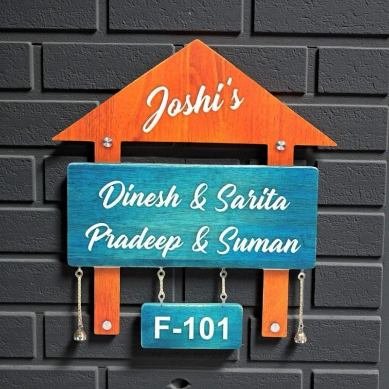 House Shape Wooden Nameplate — Joshi’s — hero (KKWN0022)