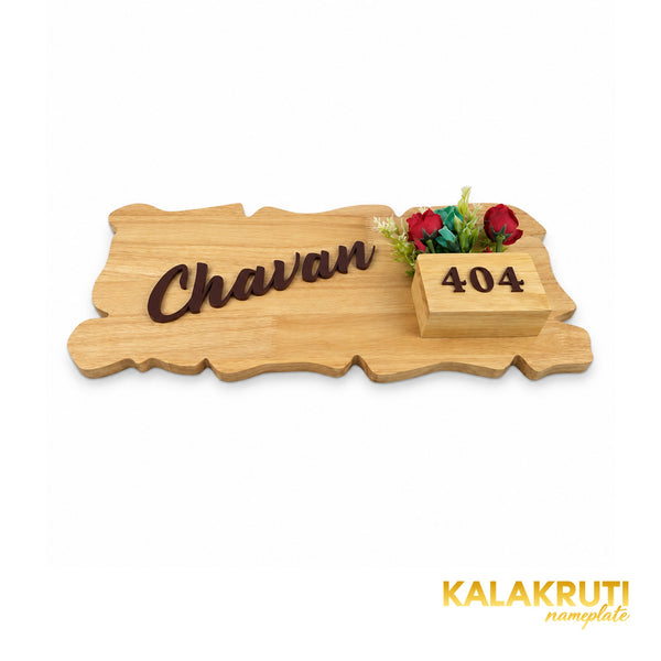 Natural Wood Planter Nameplate | Chavan 404 — extra low angle (KKWN0034)