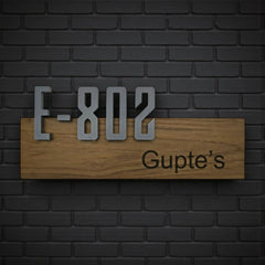 Natural Wood House Number Nameplate | Gupte E-802 — installed hero (KKWN0045)