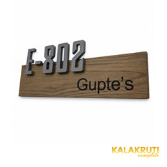 Natural Wood House Number Nameplate | Gupte E-802 — right (KKWN0045)