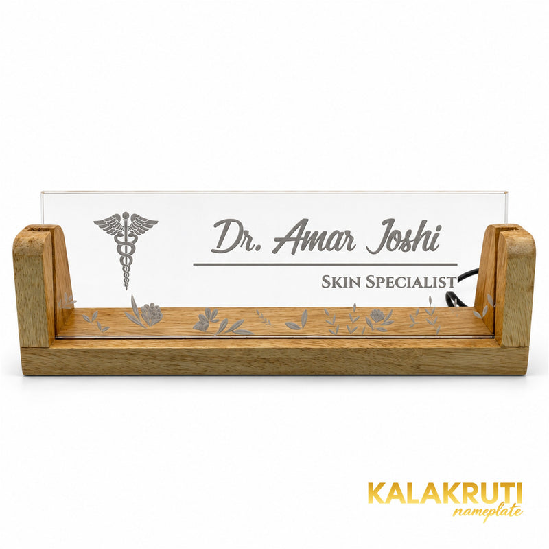 Dr. Amar Joshi desk nameplate, led off