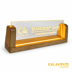 Sandeep Jain desk nameplate, left angle