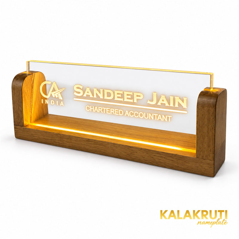Sandeep Jain desk nameplate, right angle