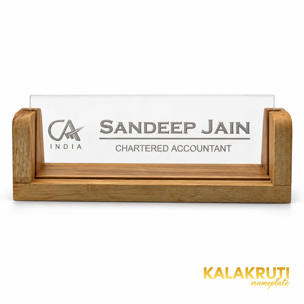 Sandeep Jain desk nameplate, led off