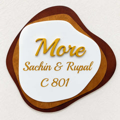 Layered Wooden Nameplate | More — Sachin & Rupal C 801 — installed hero