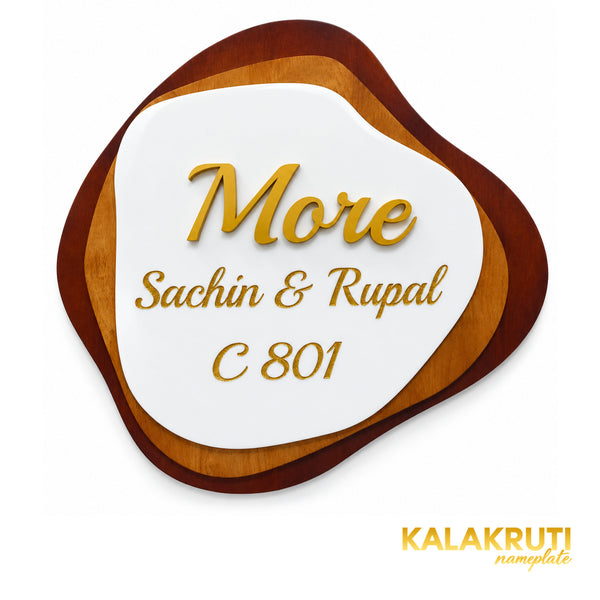 Layered Wooden Nameplate | More — Sachin & Rupal C 801 — front