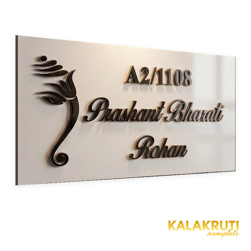 Prashant Bharati Rohan A2/1108 Ganesh LED nameplate — Supplied left angle LED off