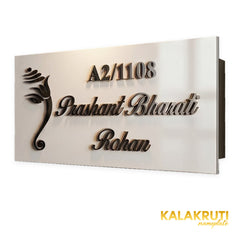 Prashant Bharati Rohan A2/1108 Ganesh LED nameplate — Right angle LED off, confirmed inset rear box