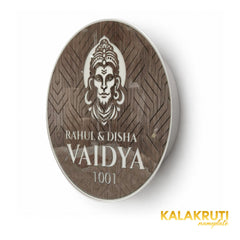 Vaidya 1001 Hanuman round LED nameplate — Right angle LED off, confirmed inset circular rear box