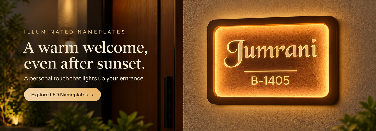 ILLUMINATED NAMEPLATES. A warm welcome, even after sunset. A personal touch that lights up your entrance. Explore LED Nameplates.