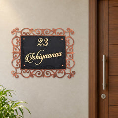 Ishiyaanaa nameplate shown installed beside an indoor apartment entrance door