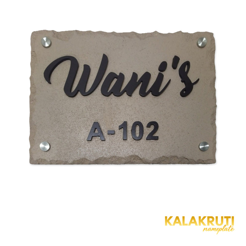 Wani nameplate, level front view on a white studio background