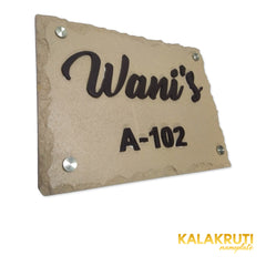 Wani nameplate, left oblique view on a white studio background